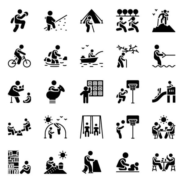 Have Look Pack School Students Icons Enriched Solid Pictograms Schooling — Stock Vector