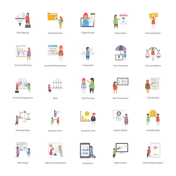Here Come Pack Online Business Flat Icons You Can Edit — Stock Vector