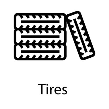 Lastikler simgesinin hat vektör tasarımı.