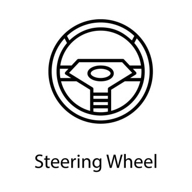 Çizgi tasarımında araba direksiyon simgesi