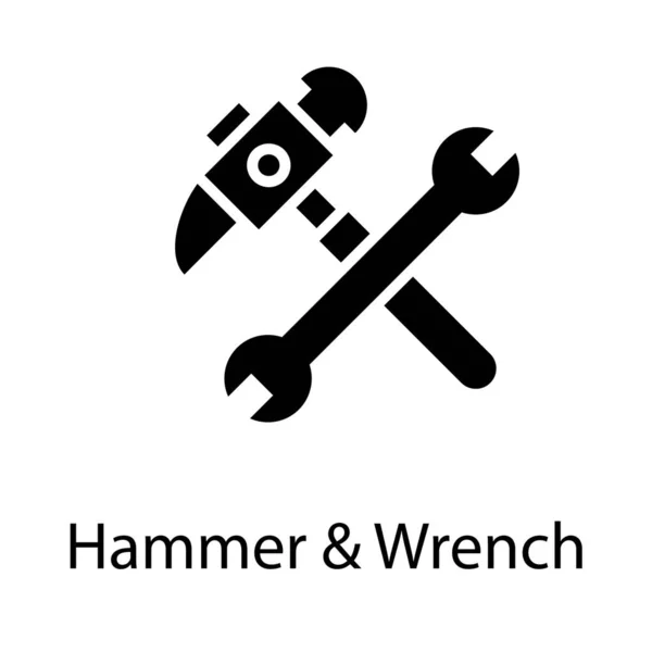 Solides Vektor Design Von Hammer Und Schraubenschlüssel — Stockvektor
