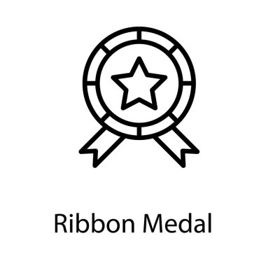 Çizgi tasarımında şerit madalya simgesi