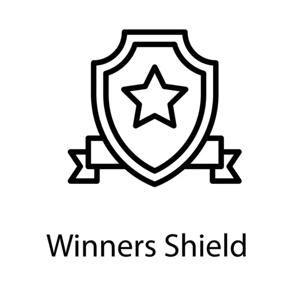 Winner Shield Icon Line Design — Stock Vector