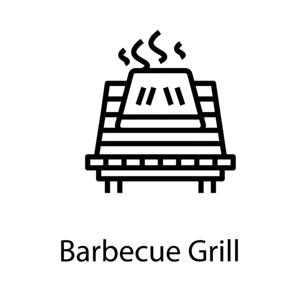 Vector Parrilla Bbq Diseño Línea — Vector de stock