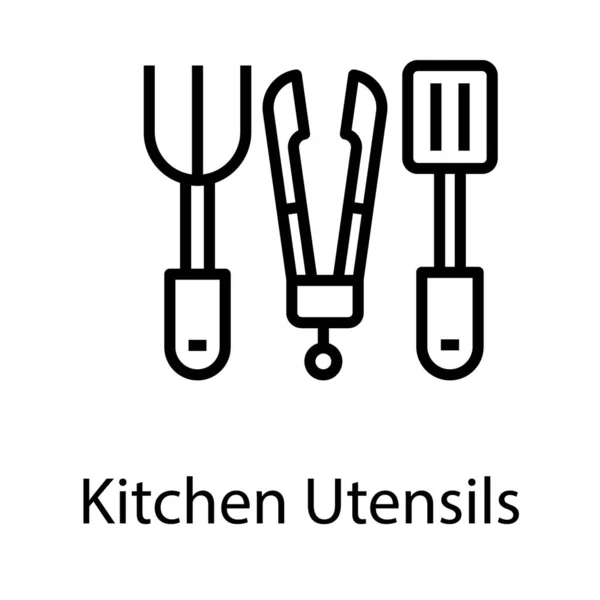 Projeto Linha Utensílios Cozinha Vetor — Vetor de Stock