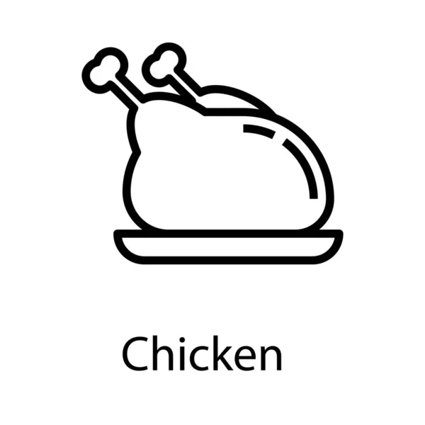Roasted Chicken Vector Line Design — Stock Vector