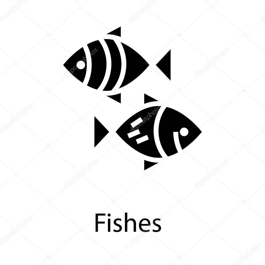 Solid icon of aquatic fishes vector 
