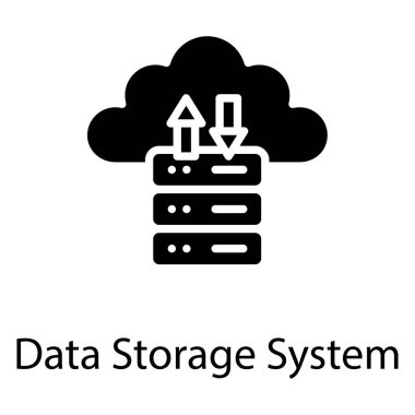 Bulut veri depolama katı simge tasarımı 