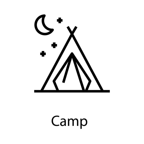 Camping Site Vector Line Design — Stock Vector