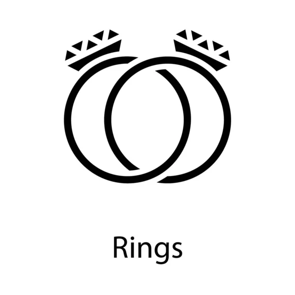 Diamond Rings Vector Glyph Design — Stock Vector