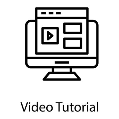 Video öğretici çizgi simgesi tasarım vektörü 