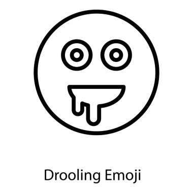 Salyalı yüz emoji simgesinin çizgi tasarımı.