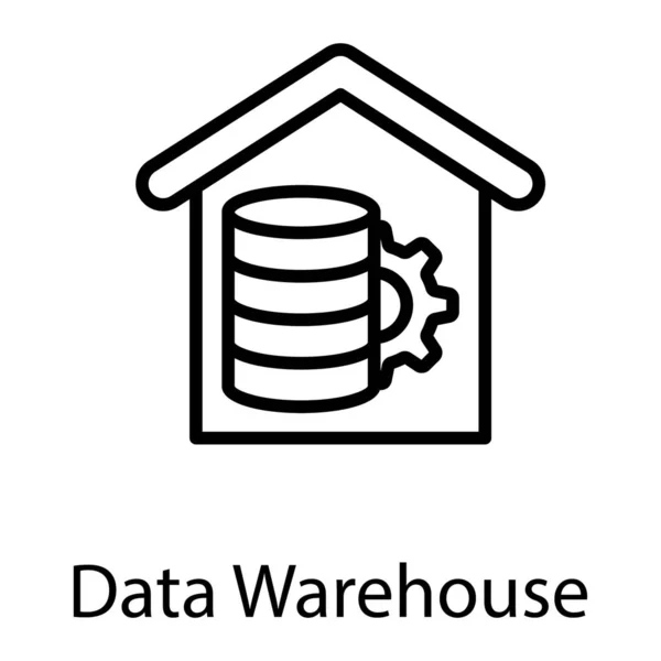 Projeto Vetorial Armazém Dados Linha — Vetor de Stock