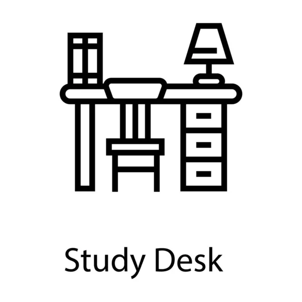 Study Table Line Icon Design — Stock Vector