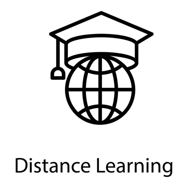 Distance Learning Line Icon Design — Stock Vector