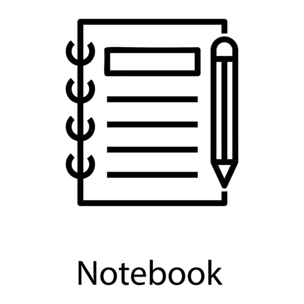 Notepad Icon Line Design — Stock Vector