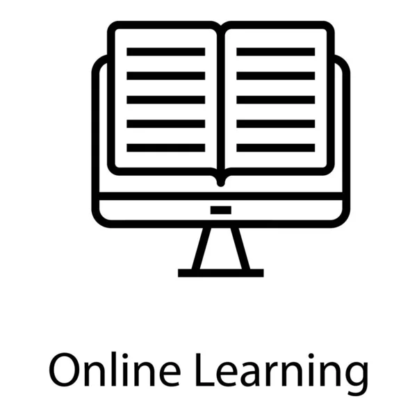Online Learning Ikona Linii Wektor — Wektor stockowy