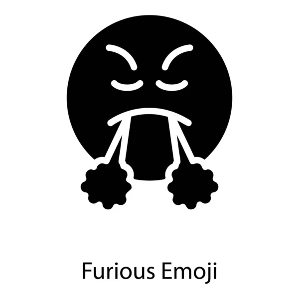 Solid Design Furious Face Emoji Icon — Stock Vector