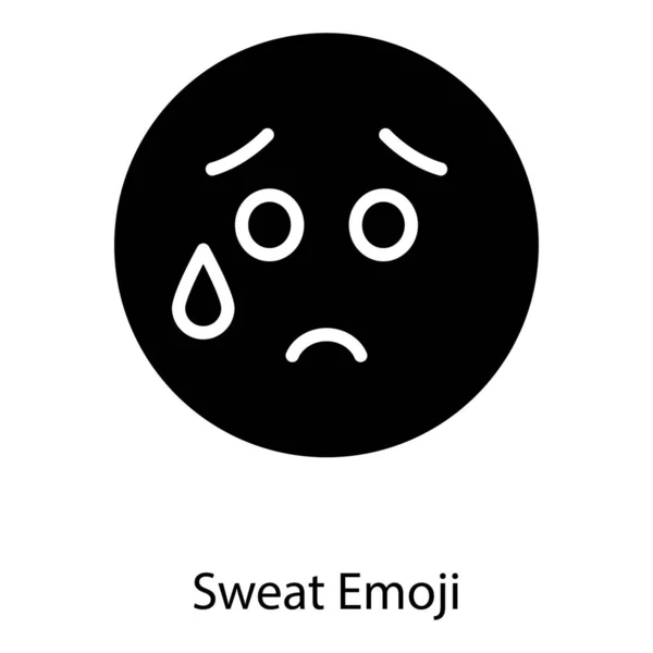 Icoon Van Sweat Emoji Solid Design — Stockvector