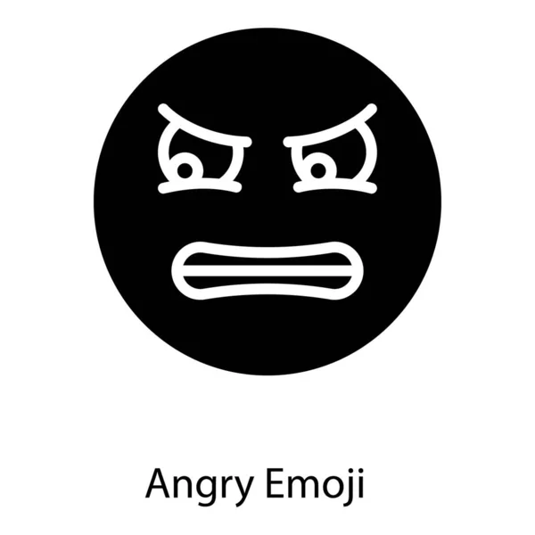 Solide Ontwerp Van Boos Gezicht Emoji Icoon — Stockvector