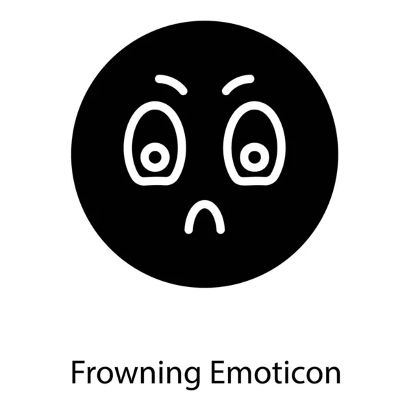 Desain Padat Dari Ikon Emoji Wajah Mengerutkan Kening - Stok Vektor