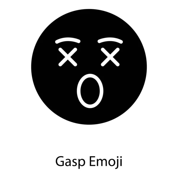Design Solido Dell Icona Emoji Del Viso Gasp — Vettoriale Stock