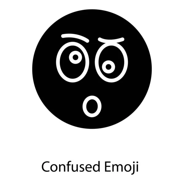 Design Solido Dell Icona Emoji Faccia Confusa — Vettoriale Stock
