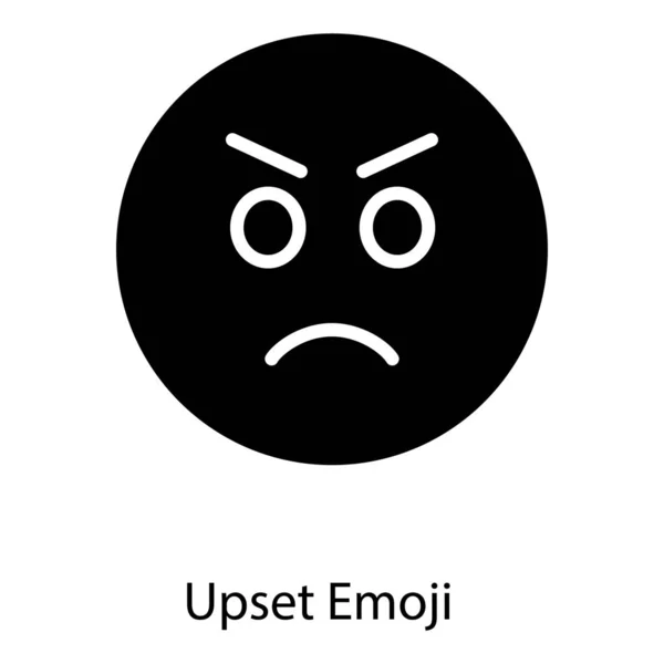 Design Sólido Ícone Emoji Rosto Chateado — Vetor de Stock