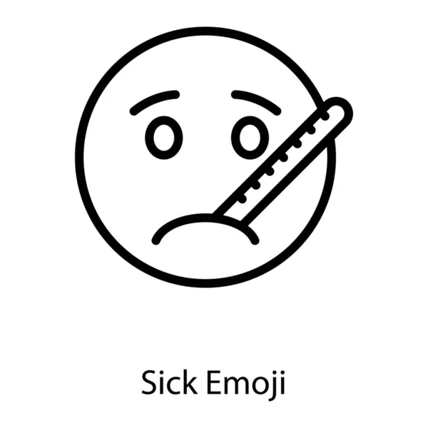 Icoon Van Sick Emoji Line Design — Stockvector