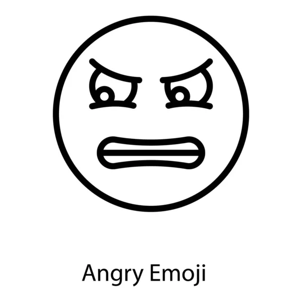 Linje Design Arga Ansikte Emoji Ikonen — Stock vektor