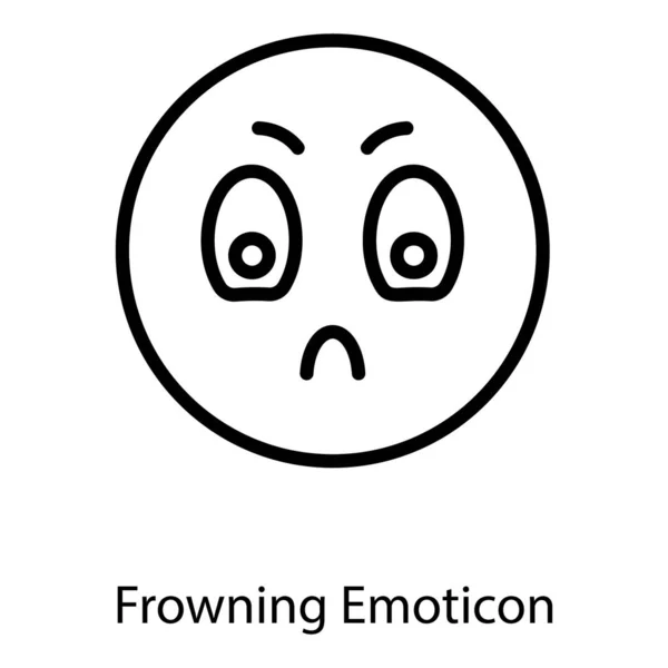 Desain Baris Ikon Emoji Wajah Mengerutkan Kening - Stok Vektor
