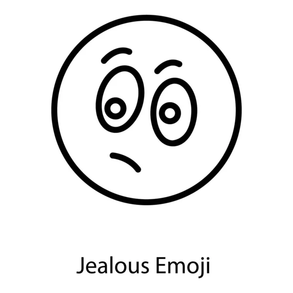 Linje Design Avundsjuk Face Emoji Icon — Stock vektor