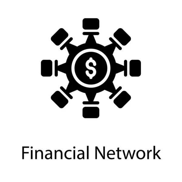 Financieel Netwerk Vector Solide Ontwerp — Stockvector