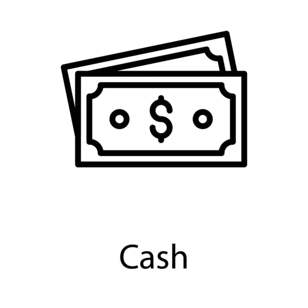 Cash Geld Vector Lijn Ontwerp — Stockvector