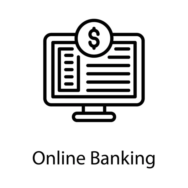 Vetor Bancário Online Design Linha — Vetor de Stock