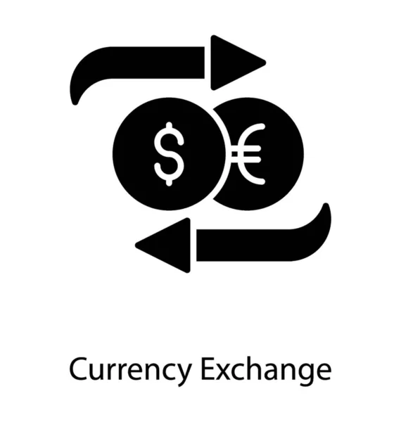 Glyphe Conception Monnaie Icône Convertisseur — Image vectorielle