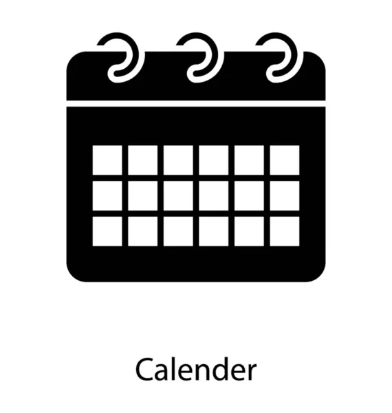 Ikona Kalendarza Projekcie Glifów — Wektor stockowy