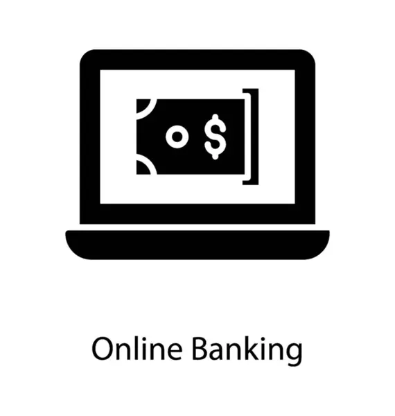 Online Bankieren Pictogram Vector Glyph Ontwerp — Stockvector