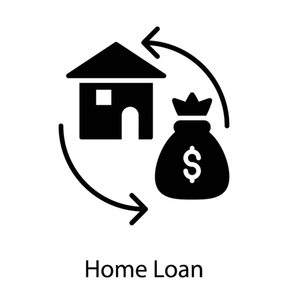 Home Loan Icoon Solide Design — Stockvector