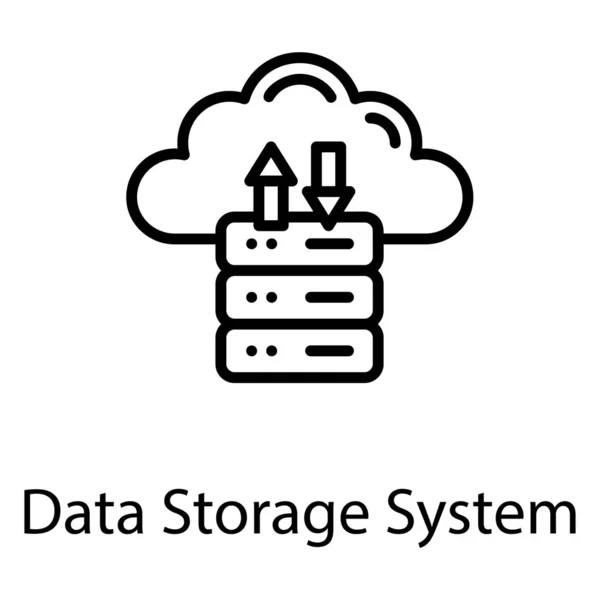Cloud Data Storage Line Icon Design — Stock Vector