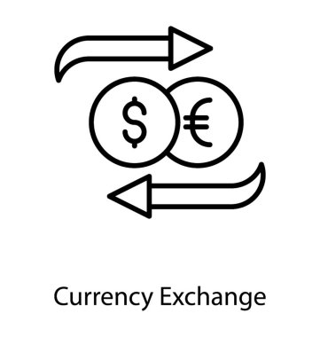 Para birimi dönüştürücü simgesinin satır tasarımı.