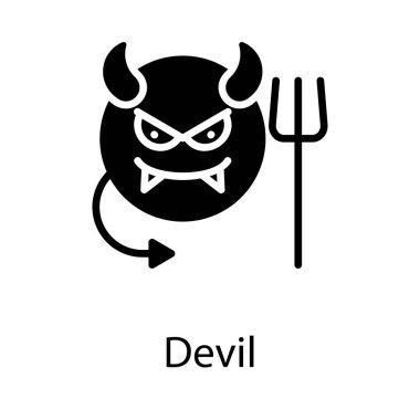 Kötü yüz simgesi glyph vektör 