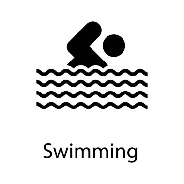 Yüzme simgesinin Glyph vektör tasarımı