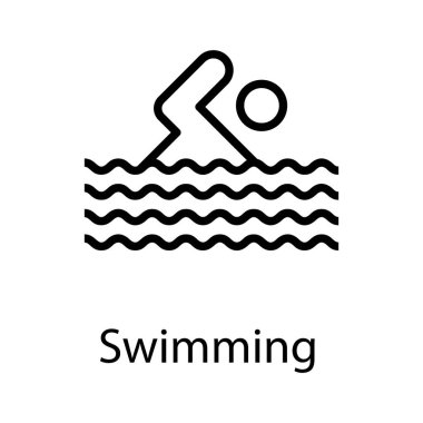 yüzme simgesinin hat vektör tasarımı