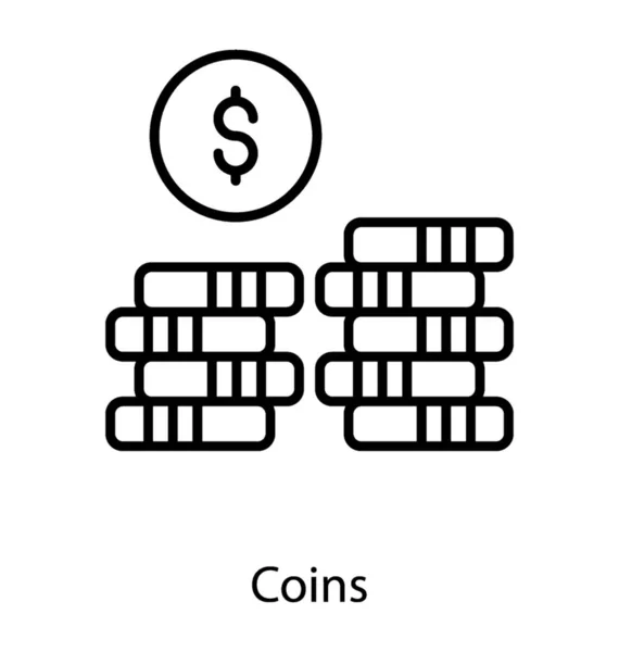 Dollar Coin Icon Line Design — Stock Vector