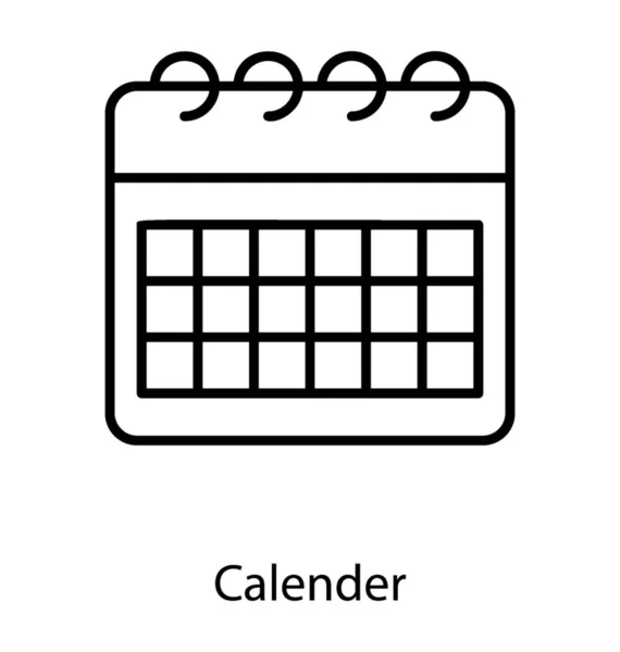 Icono Del Calendario Diseño Línea — Vector de stock