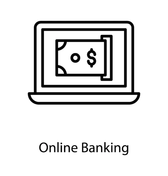 Online Banking Icon Vector Lijn Ontwerp — Stockvector