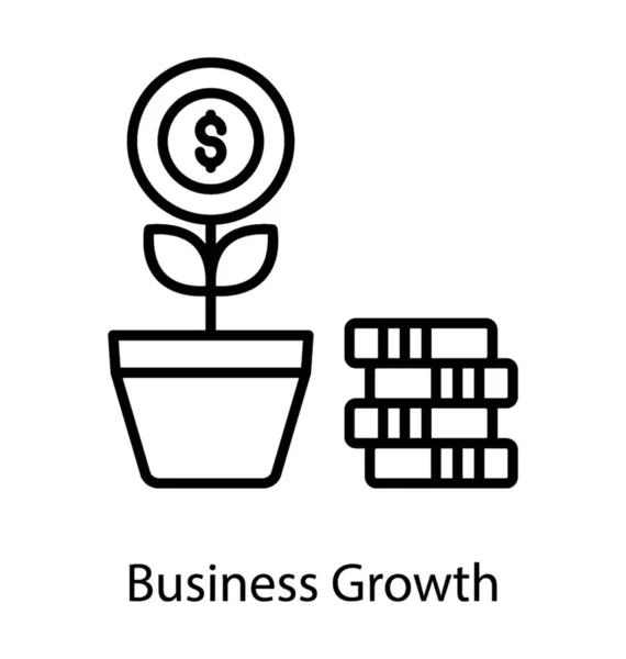 Icon Business Growth Plant Line Design — Stock Vector