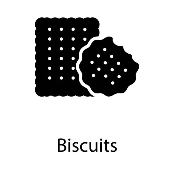 Icono Galletas Diseño Sólido — Vector de stock