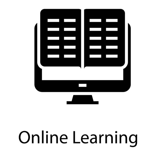 Online Learning Icon Solid Design — Stock Vector